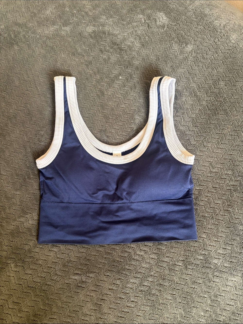 90 Degree By Reflex Navy Blue Sports Bra with White Trim